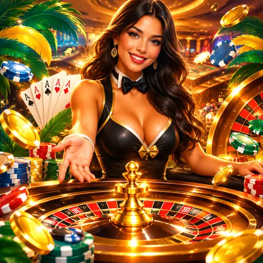 Crupiê brasileiro anunciando a roleta em estúdio de cassino ao vivo