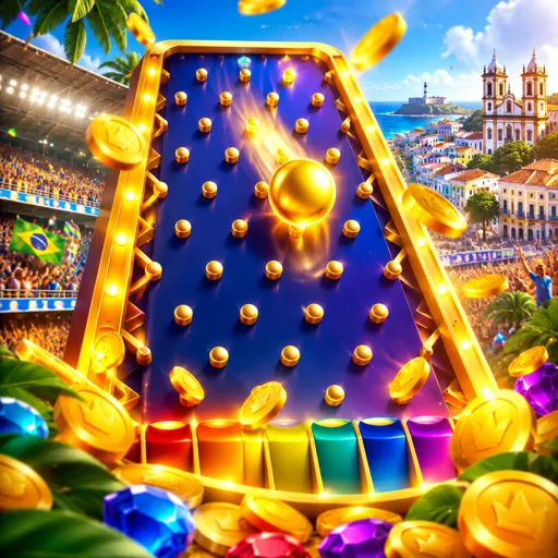 Bolinha caindo pelos pinos no jogo Plinko